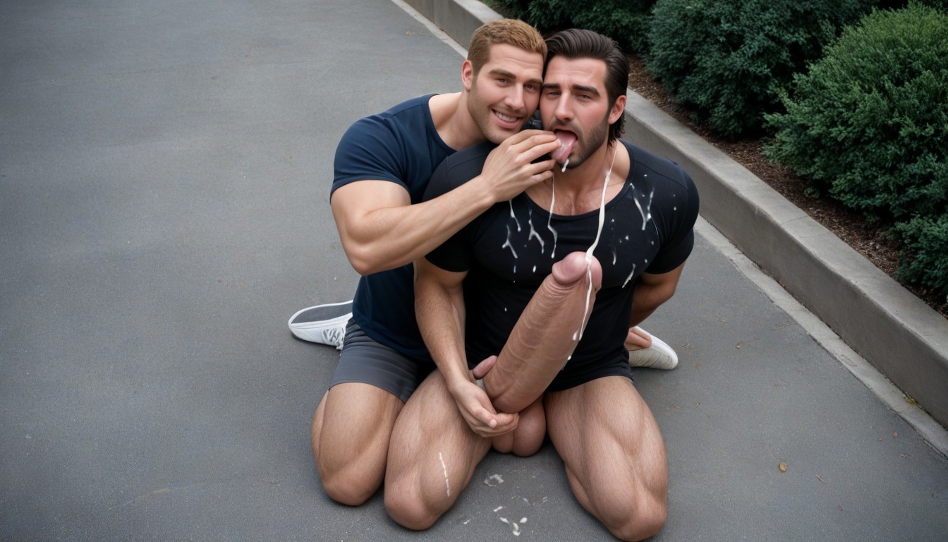 Circle Jerk, Hands Cupping Massive Balls, Orgasm Face AI Gay Porn