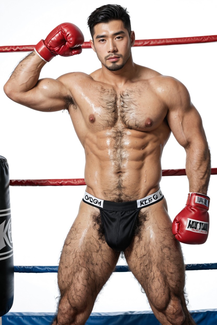 Idol Korean Man, Extreme Hairy Armpits, Very Thick And Bushy Chest Hair AI Gay Porn