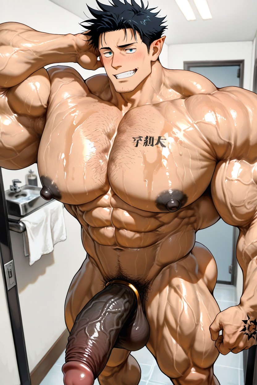 Hair Shaved On Sides, Muscular, Hyper Chest AI Gay Porn