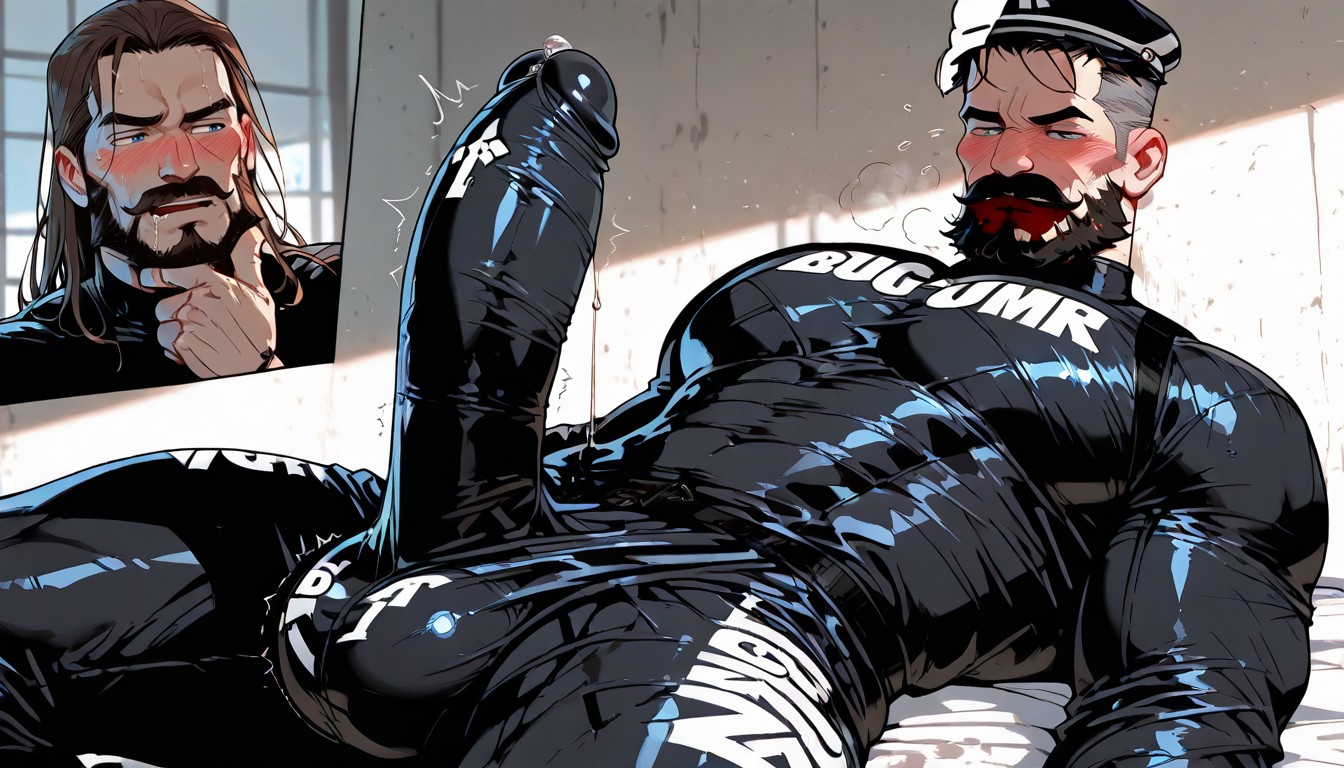 Cock Is So Gigantic It Reaches His Shoulders, Growing, Hands Fondling Massive Balls AI Gay Porn