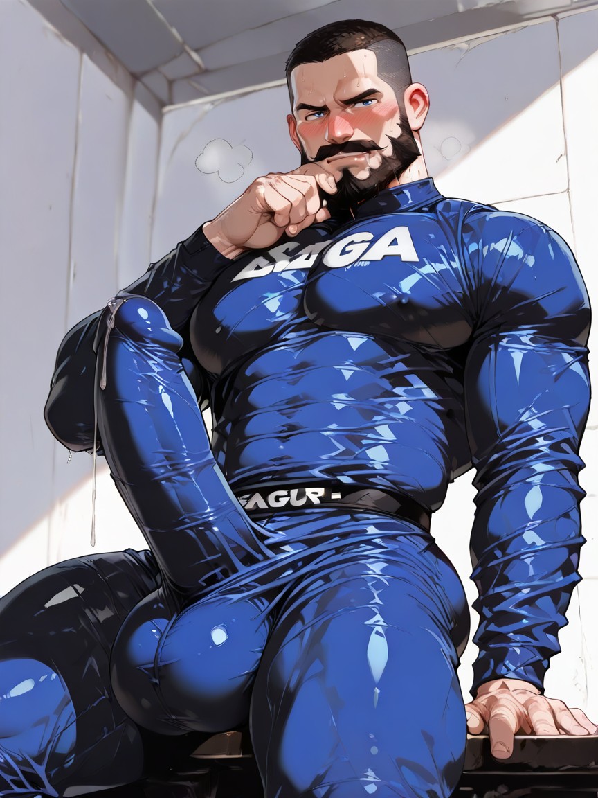 Fully Upright Erection Pressed Against Chest, Super Extreme Hyper Cock And Balls, Uncensored AI Gay Porn