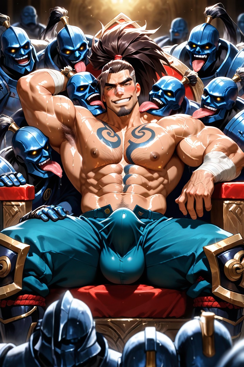 Shirtless, Fat Nipples, And Massive Balls Bulge AI Gay Porn