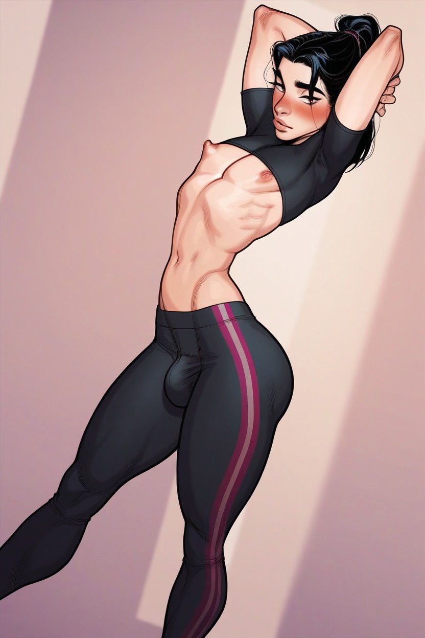 Naked, Ponytail, Model AI Gay Porn