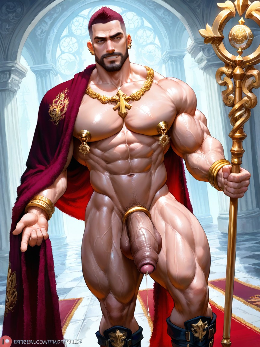 Fully Exposing Whole Muscular Body, Gladiator Boots, Squeezable AI Gay Porn