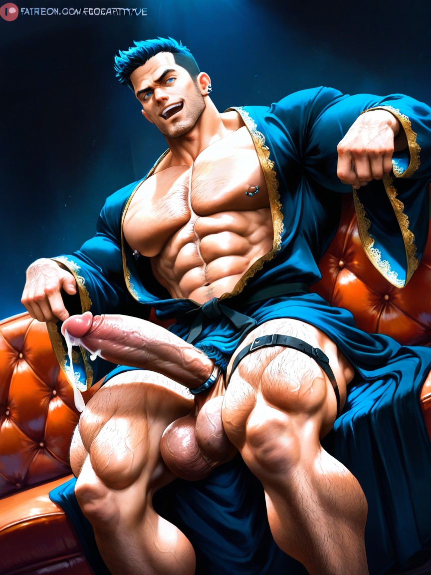 Open Clothes, Solo, Side View AI Gay Porn