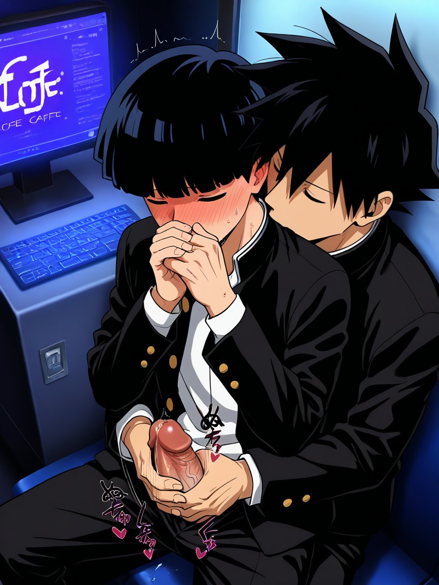 Pc Monitor, Facing Down, Hug From Behind AI Gay Porn