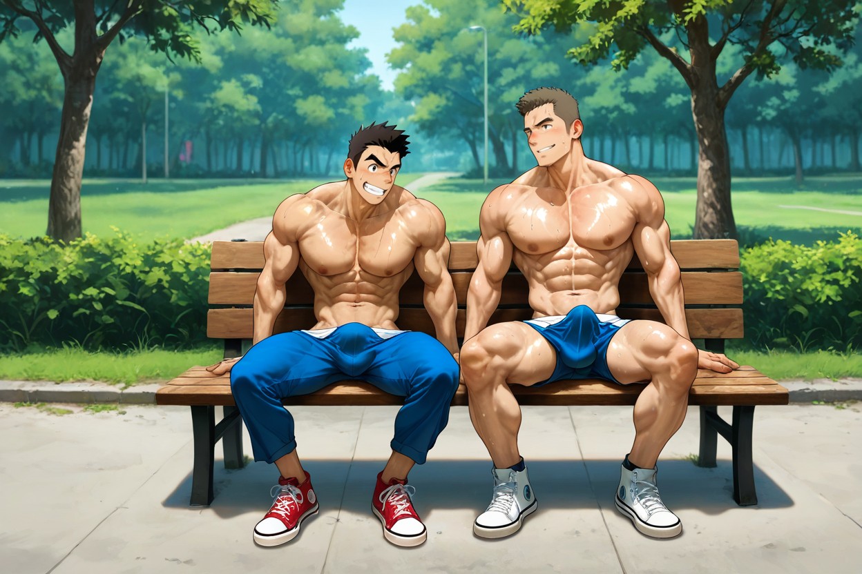 Bulge In Pant's Bottom, On Knee, Jock AI Gay Porn