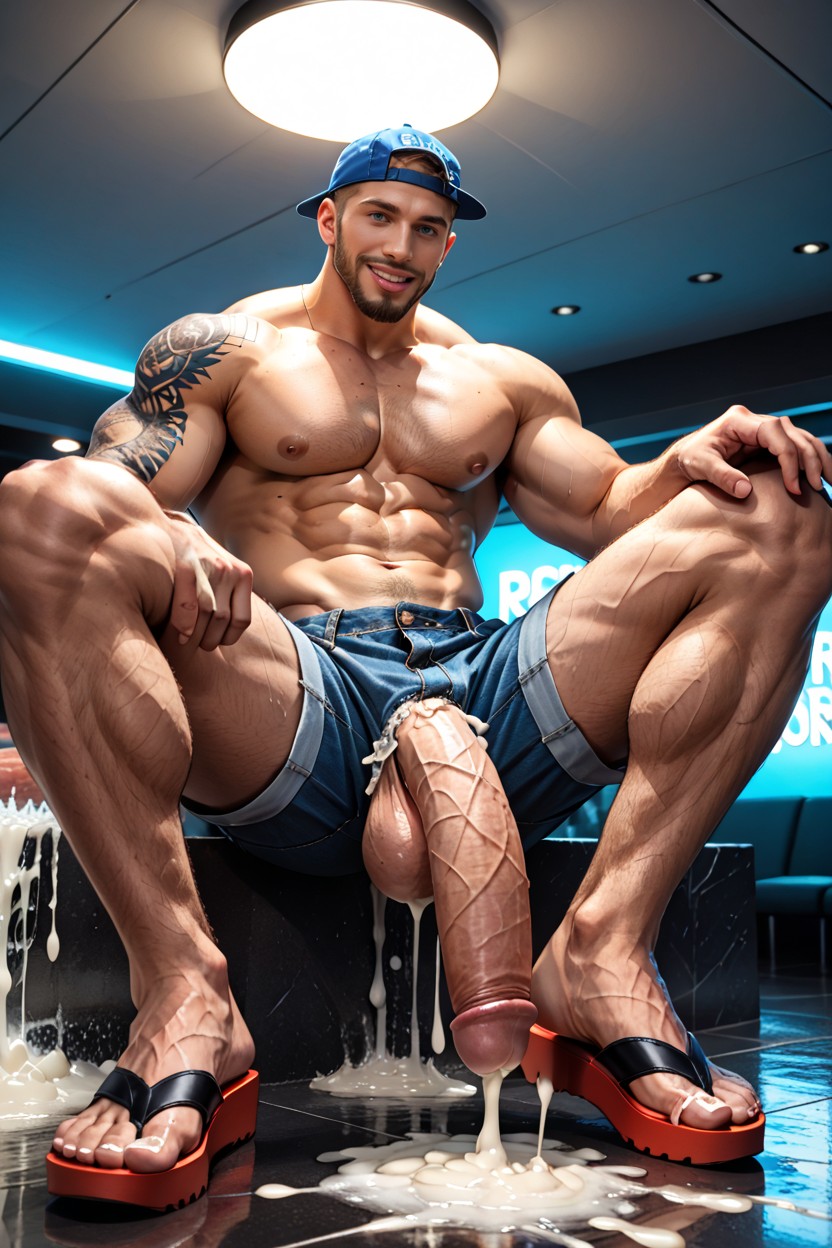 Leaking Nipples Ground Looking Up View Feet And Toes Showing Toes Spread Black Men, 1 Person, Sitting Down Legs Spread AI Gay Porn