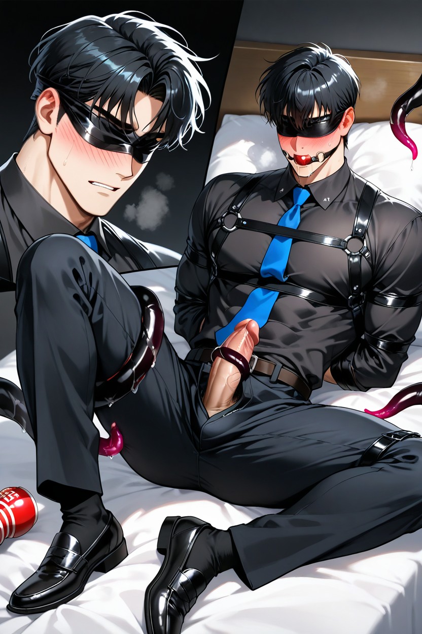 Dress Shoes, Black Hair, In The Bed AI Gay Porn
