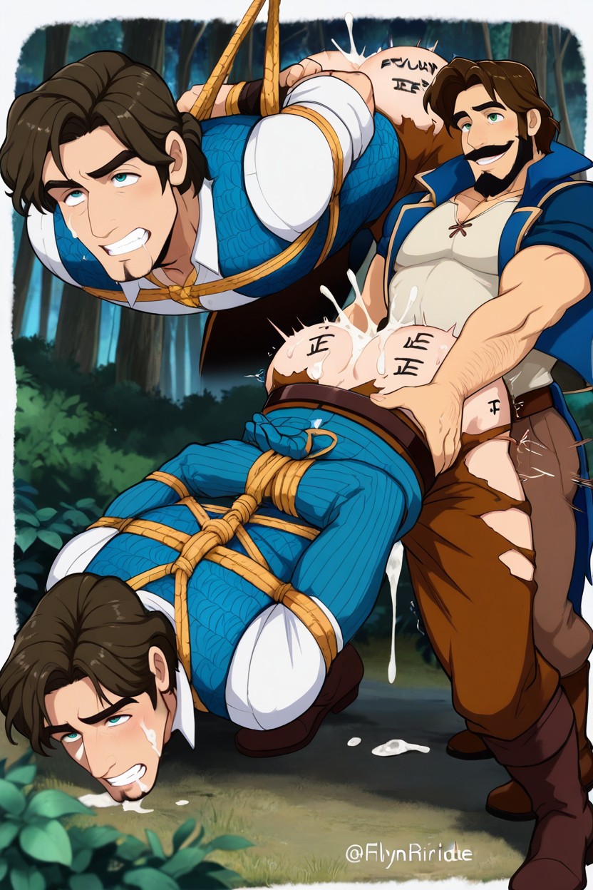 Forest, Perfect Jawline, Shibari AI Gay Porn
