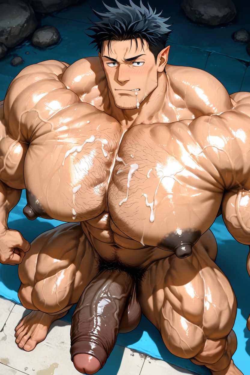 Oversized Muscles, Deeply Etched Blocky Abs, Hyper Exaggerated Gigantic Muscle Physique AI Gay Porn