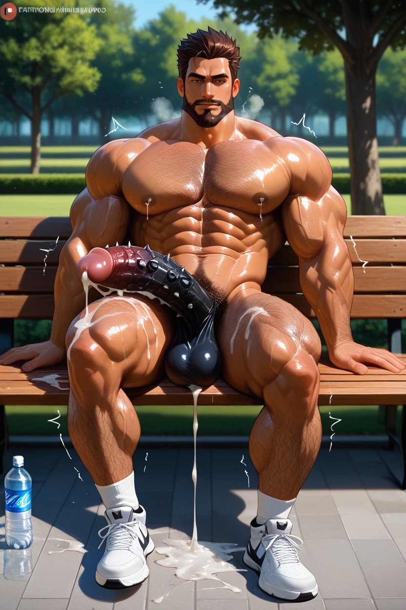 Naked, Reclining, Spiked Cock AI Gay Porn