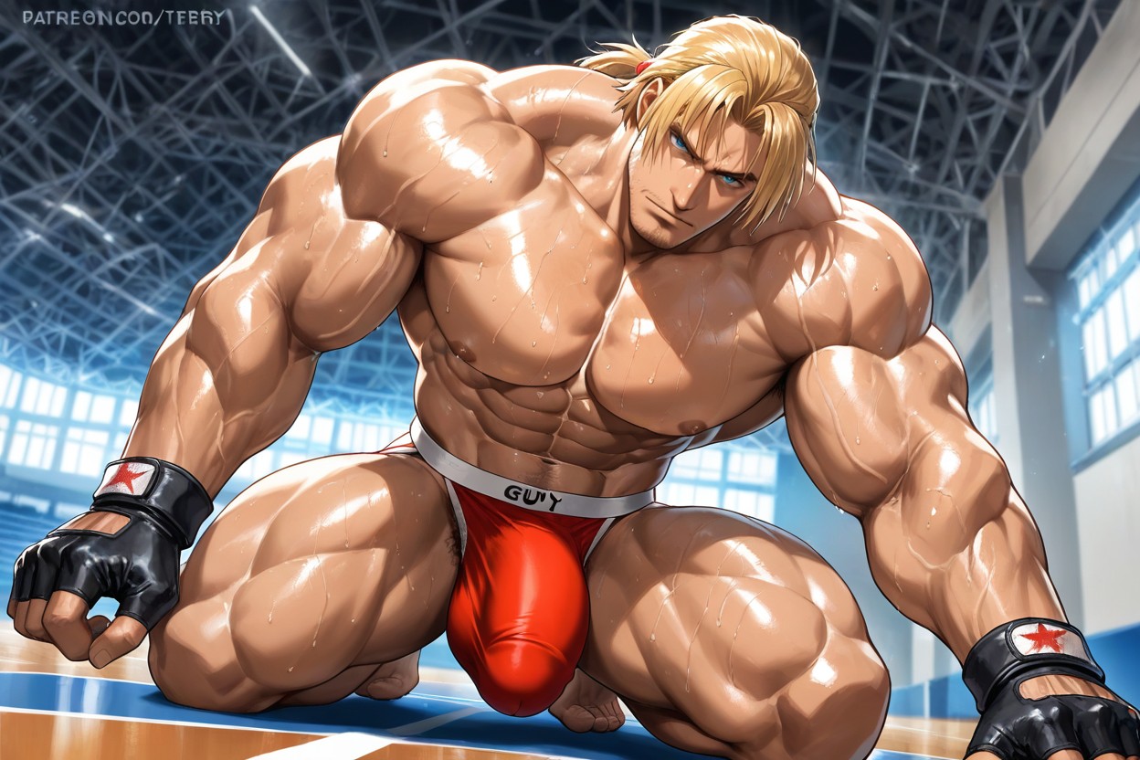 Tan Skin, Blond Hair, Gigantic AI Gay Porn