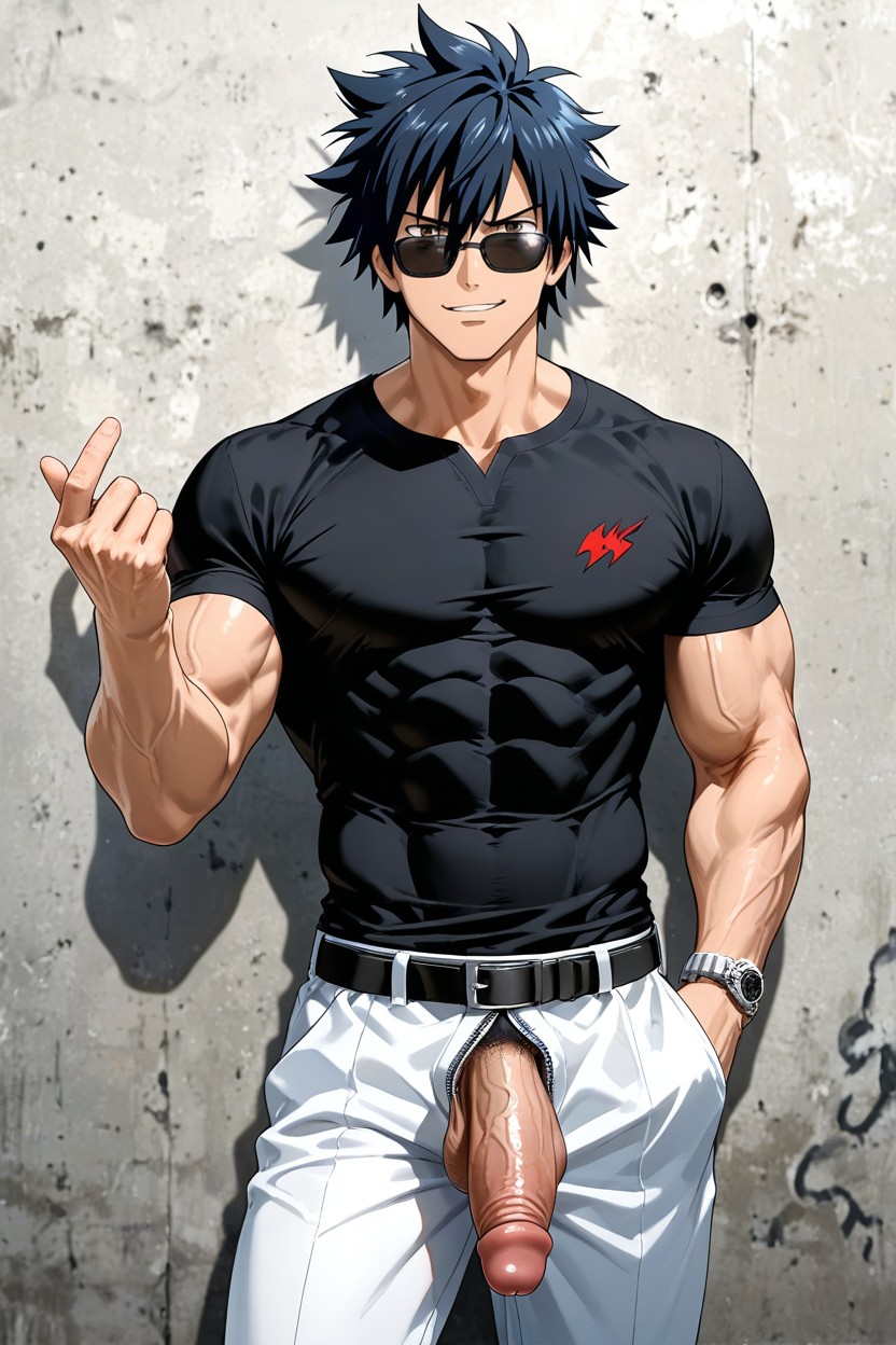 Out Of Unzipped Fly Only, Head-to-thigh Framing, Muscular AI Gay Porn