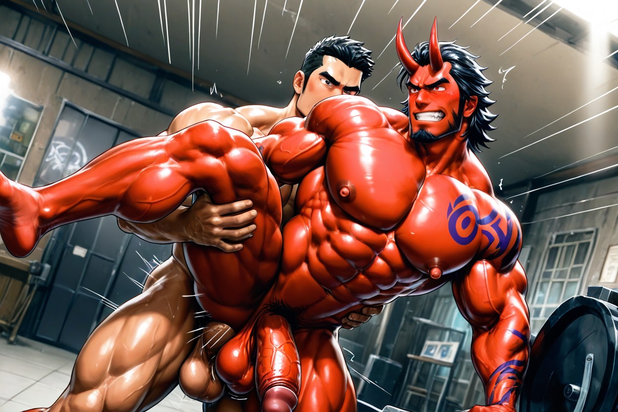 Dynamic Angle, 筋肉質, Gay Fit Males Sex ゲイAIエロ