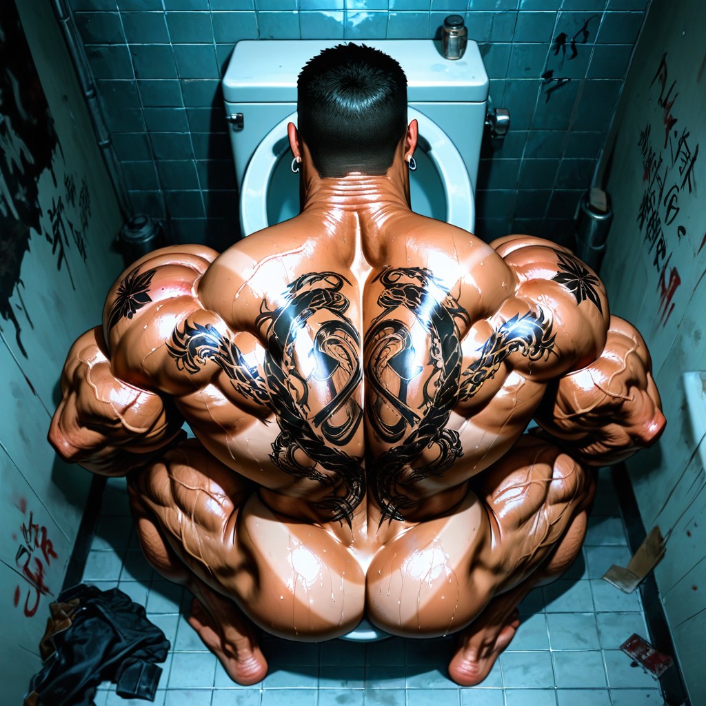 Square Jaw, Monster Neck, No Hair On Forearms AI Gay Porn