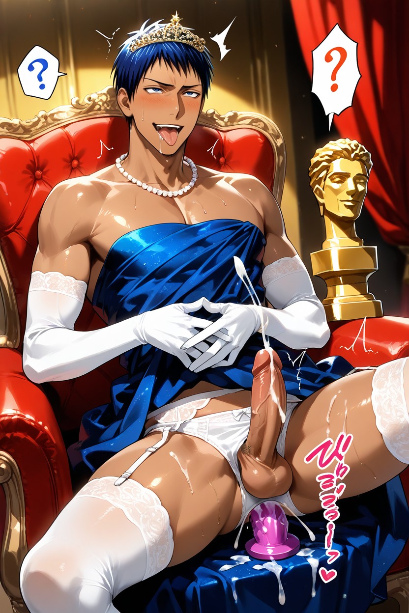 Slicked, Eccessive Cum, He Wears A Strapless Blue Prom Dress AI Gay Porn