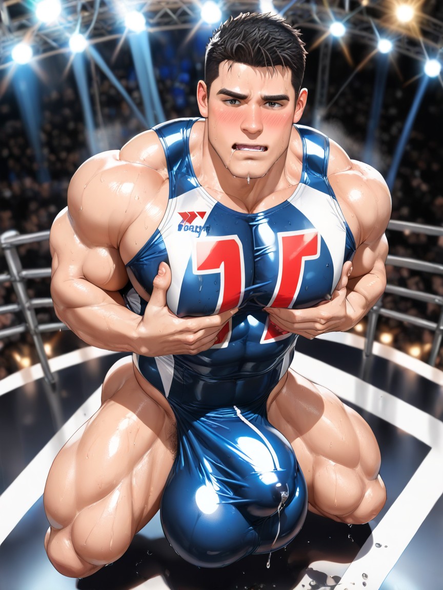 Male Only, Oversized Muscles, Blushing AI Gay Porn