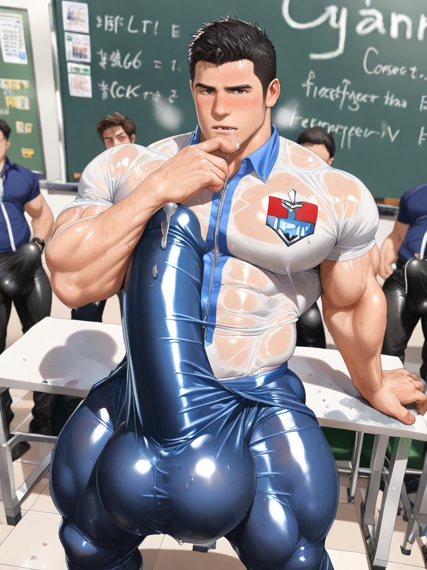 Gigantic Growing Cock Bulge, 교실, Detailed 게이 AI 포르노