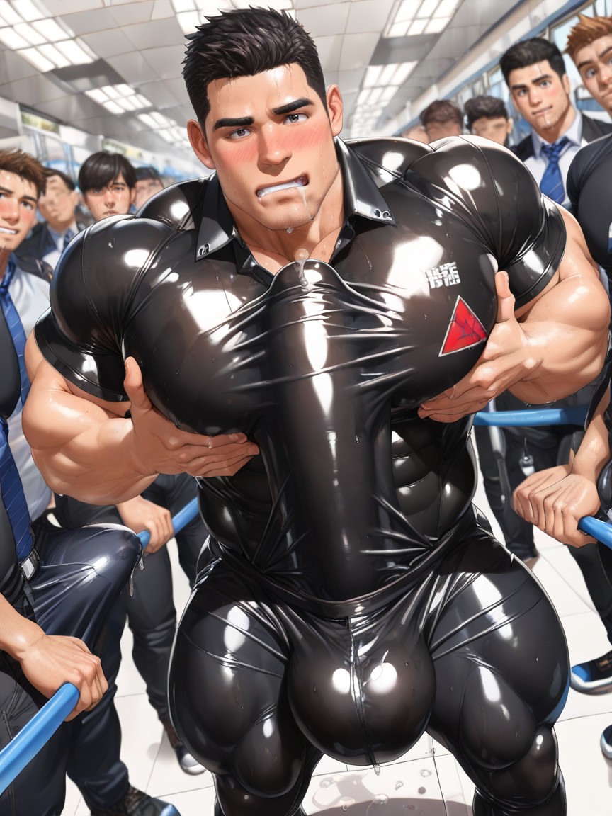 Cock Bulge Bigger Than Entire Body, Fully Erect Hyper Cock, Precum Stain AI同性戀黃片