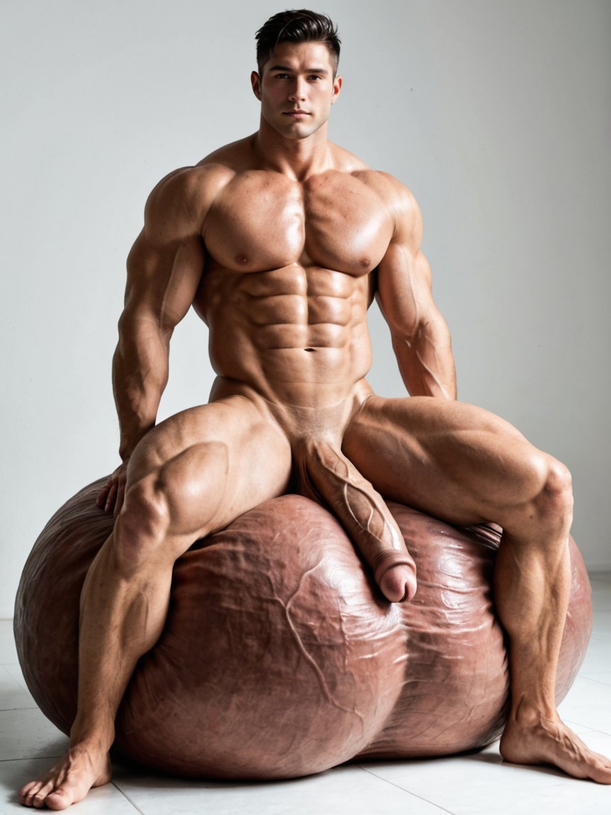 Clean Lines, Only Men, Cock Pressed Against Chest AI Gay Porn