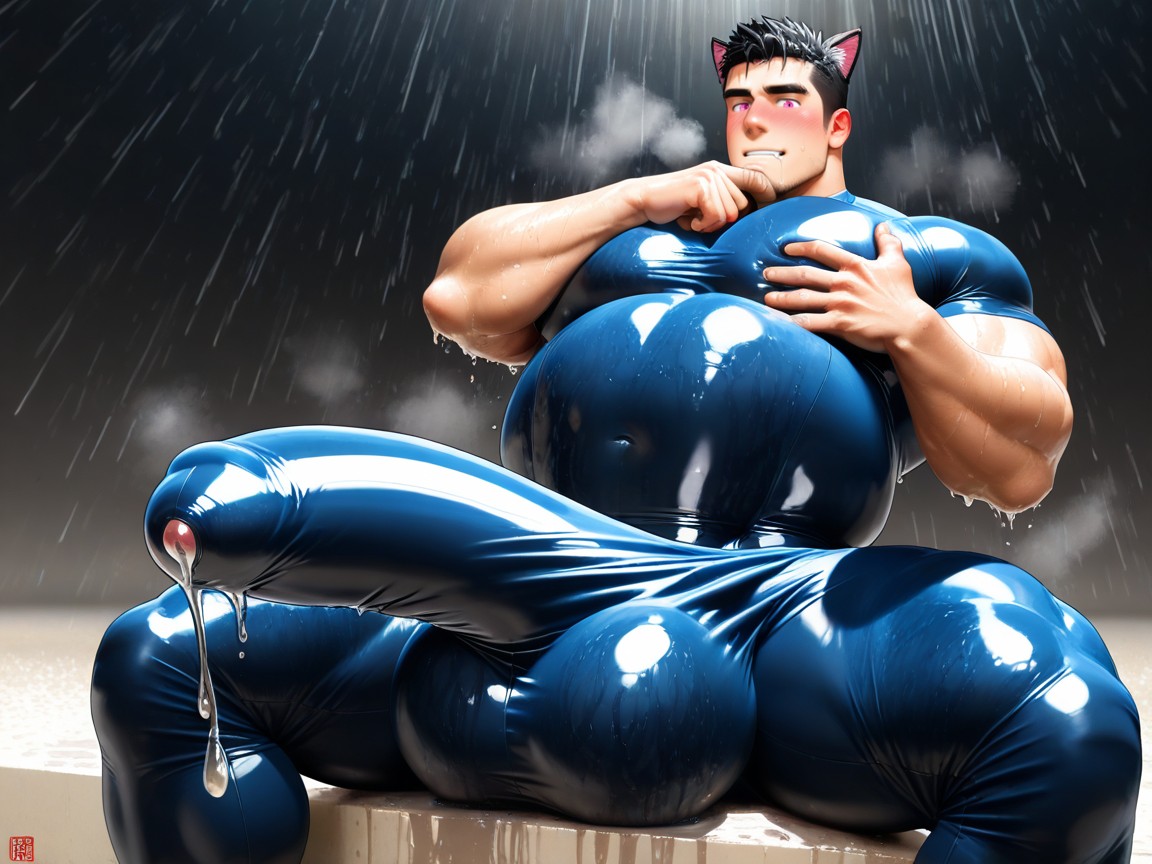 Solo, Detailed, Surreal Absurd Impossible Gigantic Cock Bulge Size AI Gay Porn