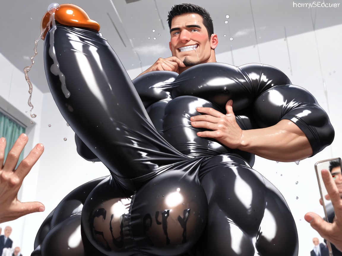 Cock Pressed Against Stomach, Solo, Photorealistic Porno gay IA