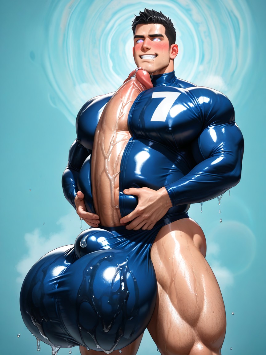 Glowing Eyes, Glans Bigger Than His Own Head, Blushing AI Gay Porn