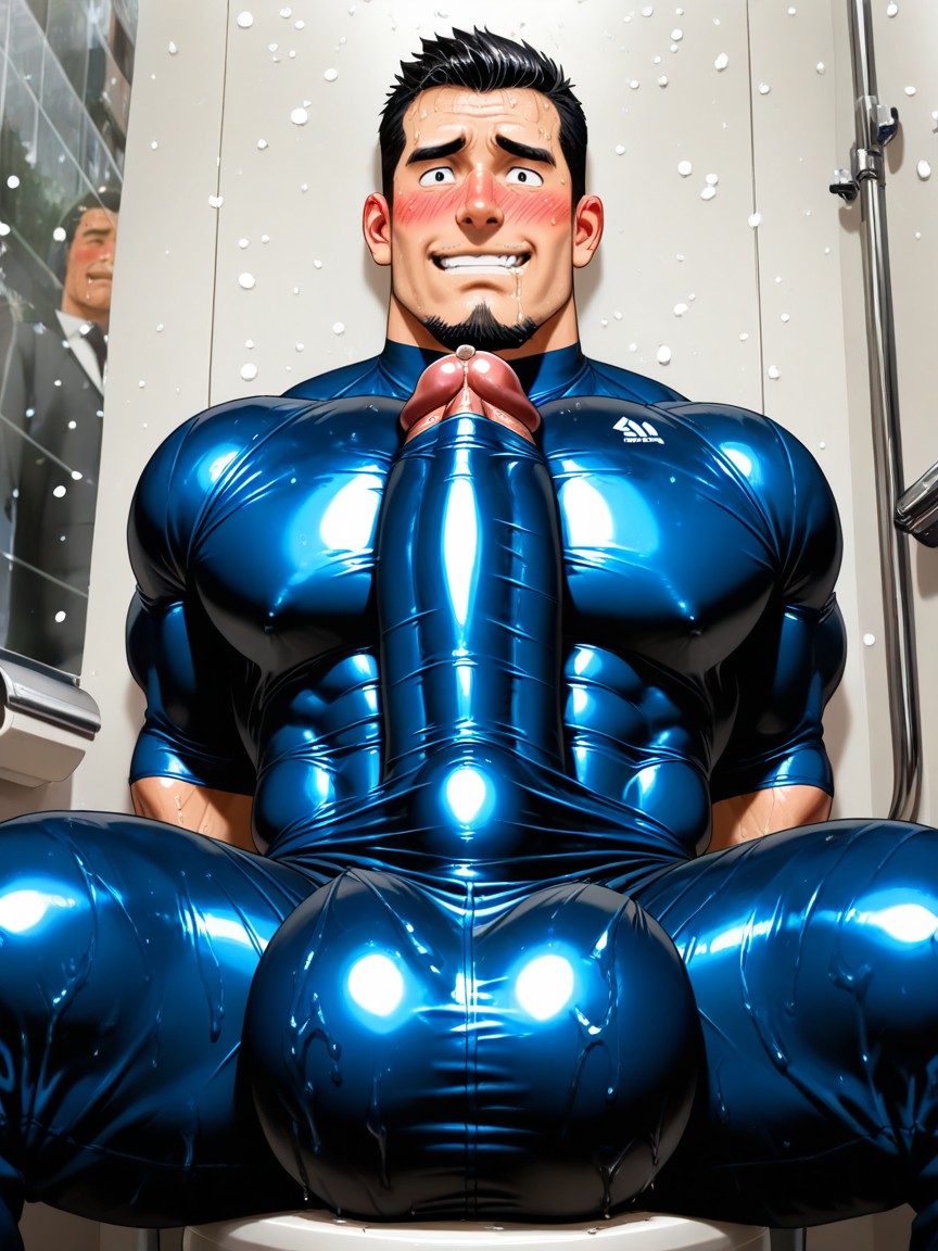 Nervous Look, Erection Pressed Against Chest, Fully Upright Erection Pressed Against Body KI Schwulenporno