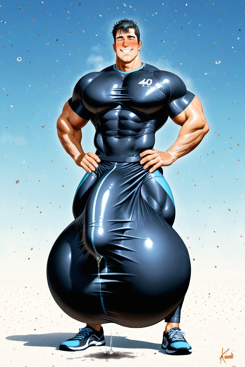 Gigantic Fully Erect Cock Bulge, Glans Bulge Hidden Behind Fabric, Gay Men AI同性戀黃片