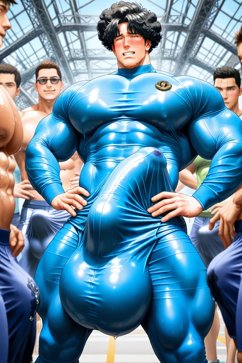 Gigantic Growing Upward Cock Bulge, Hypercock Upward Bulge Thicker And Longer Than Arms, Giant Hyper Balls AI Gay Porn