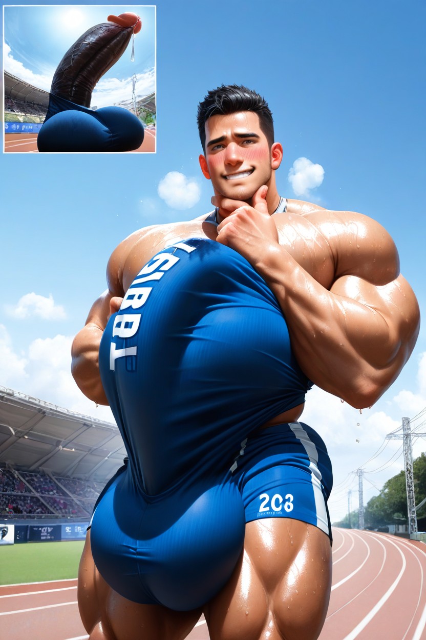 Kiss Own Cock Tip, Fully Upright Upward Boner, Cinematic AI Gay Porn