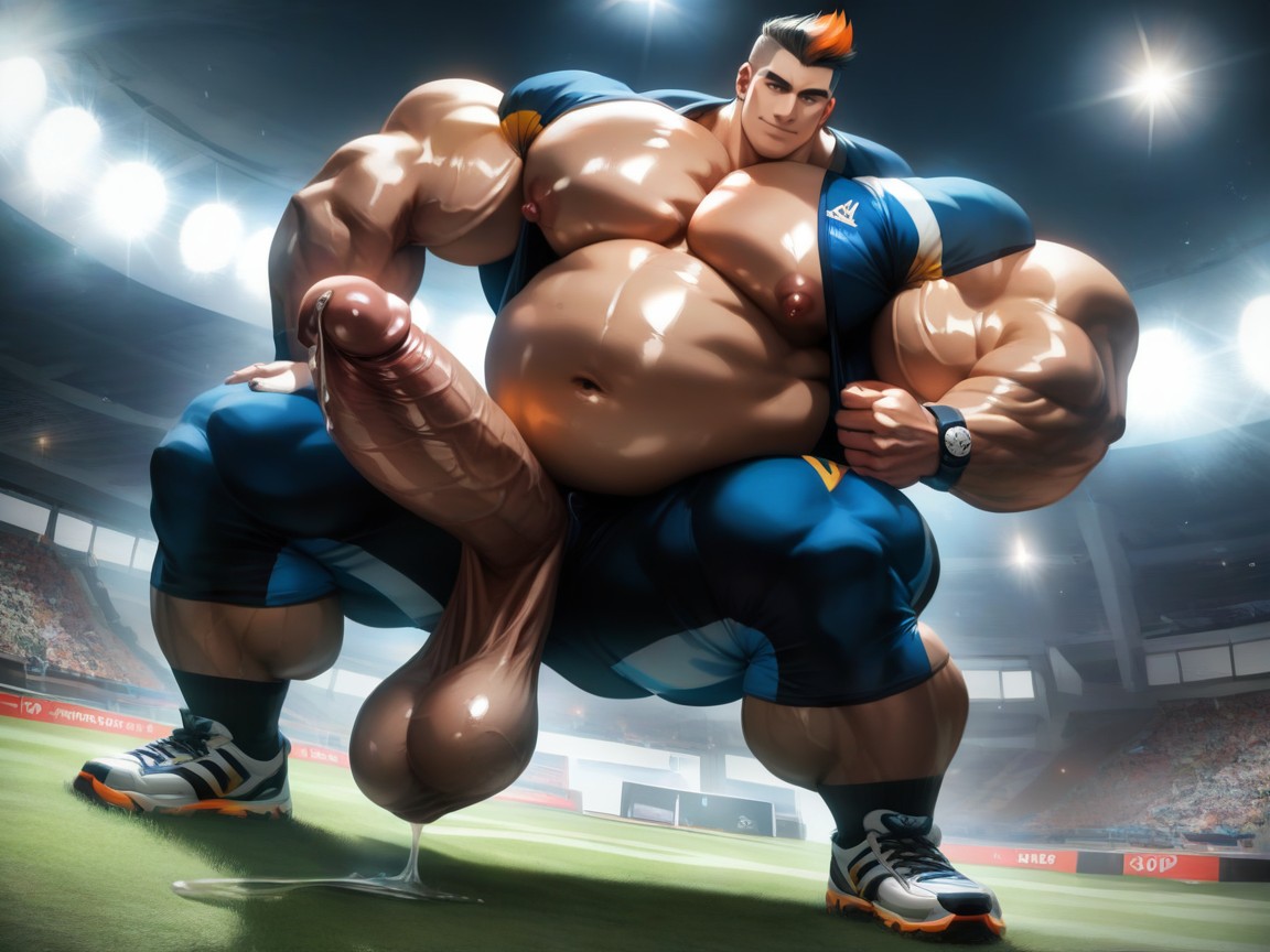 Hyper Genitals, Hyper Extreme Bulky Muscles, Comically Long Oversized Lengthy Penis AI同性戀黃片