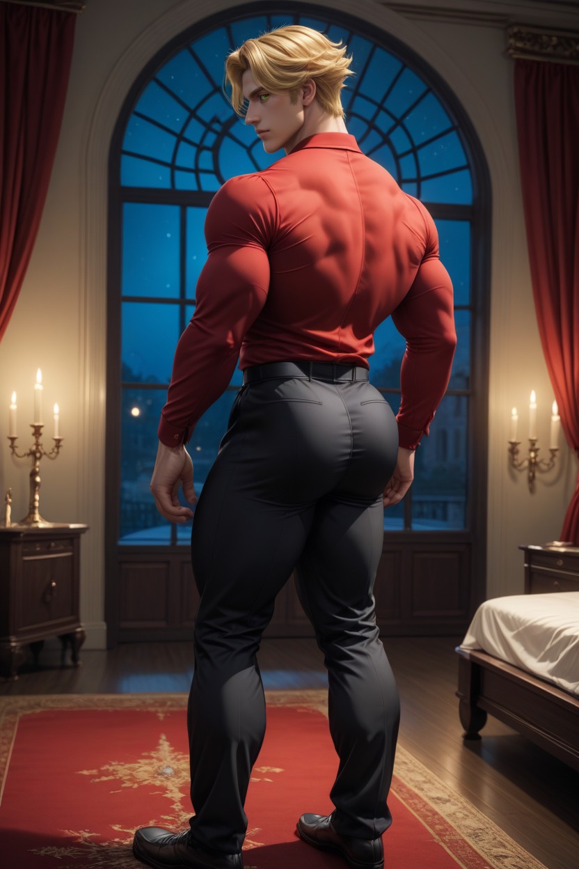 Curtains, Handsome, Black Shirt AI Gay Porn