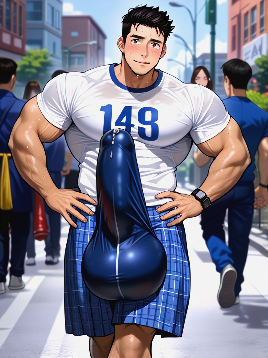 Nervous Look, Angular Features, Fully Upright Upward Boner AI Gay Porn