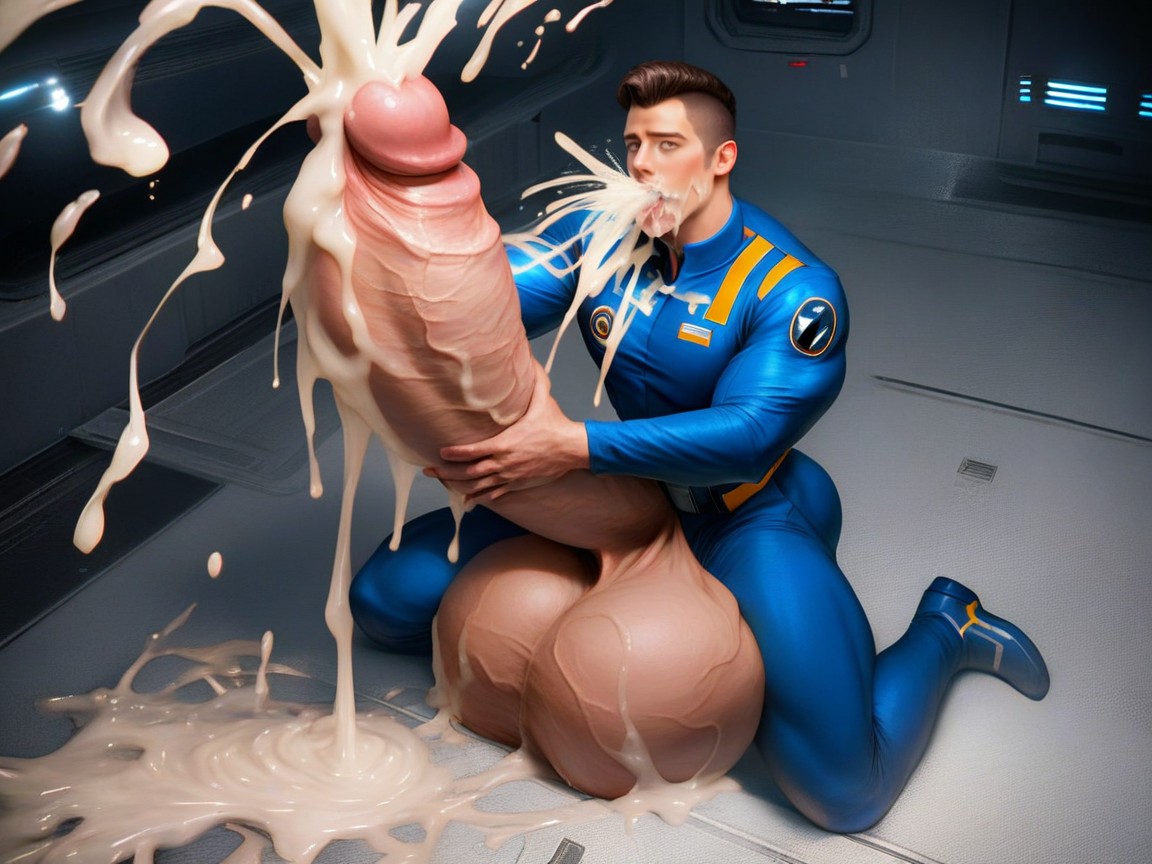 Mediodía, Penis Realistically Attached To Crotch, Clearly Seperate Distinct Bodies Porno gay IA