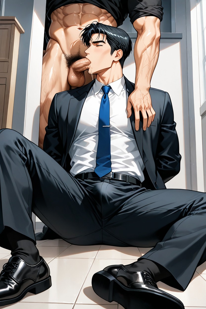 A Blue Tie, Close View, Short Length AI Gay Porn