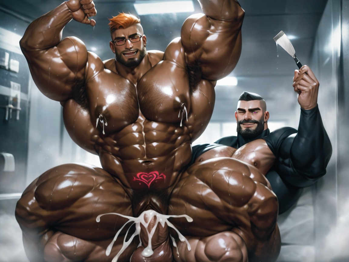 Thick Arm, Orgasm, Muscular Middle-aged Male Bottom AI Gay Porn