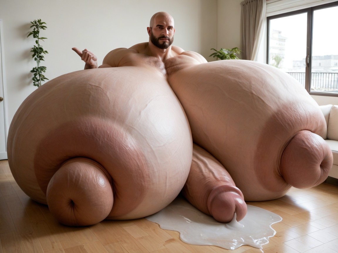 18+, Obese, Ball Growth AI Gay Porn