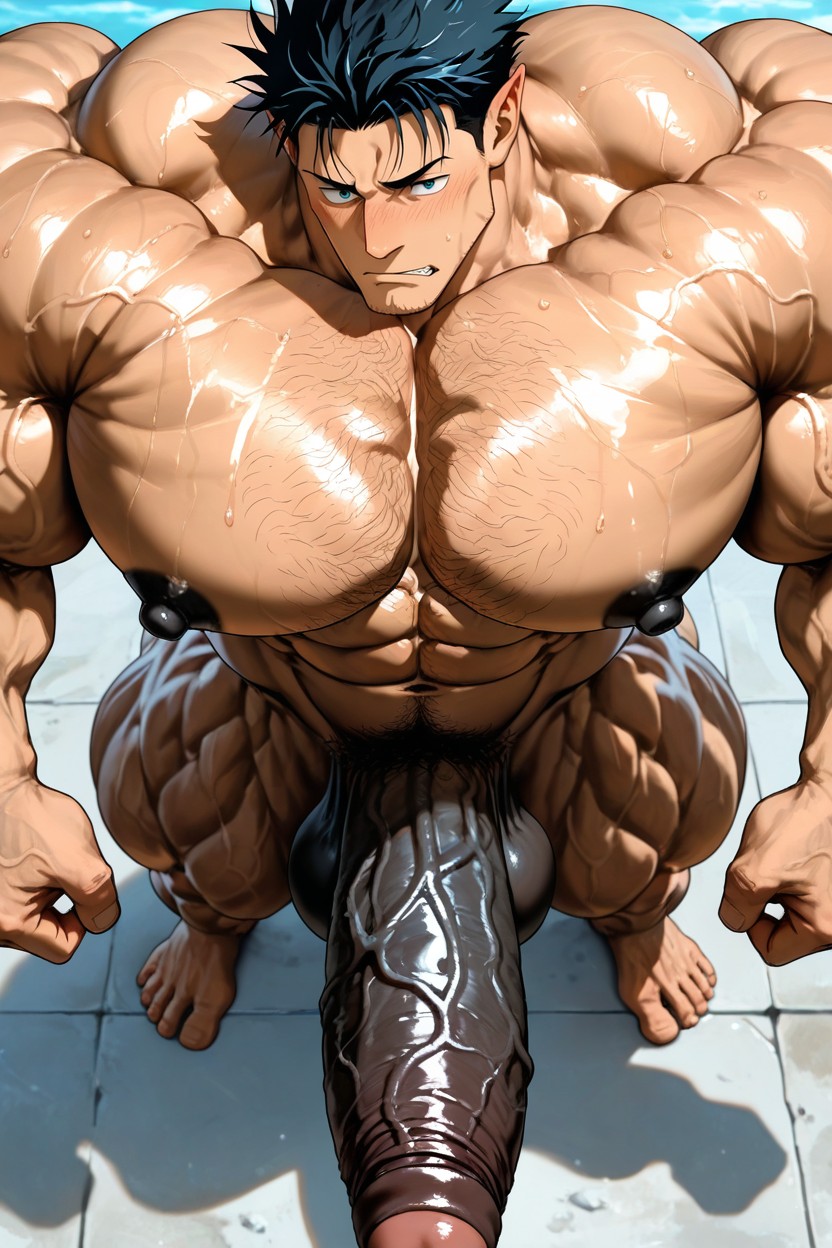Testicles, Powerful Thick Thighs, バストショット ゲイAIポルノ