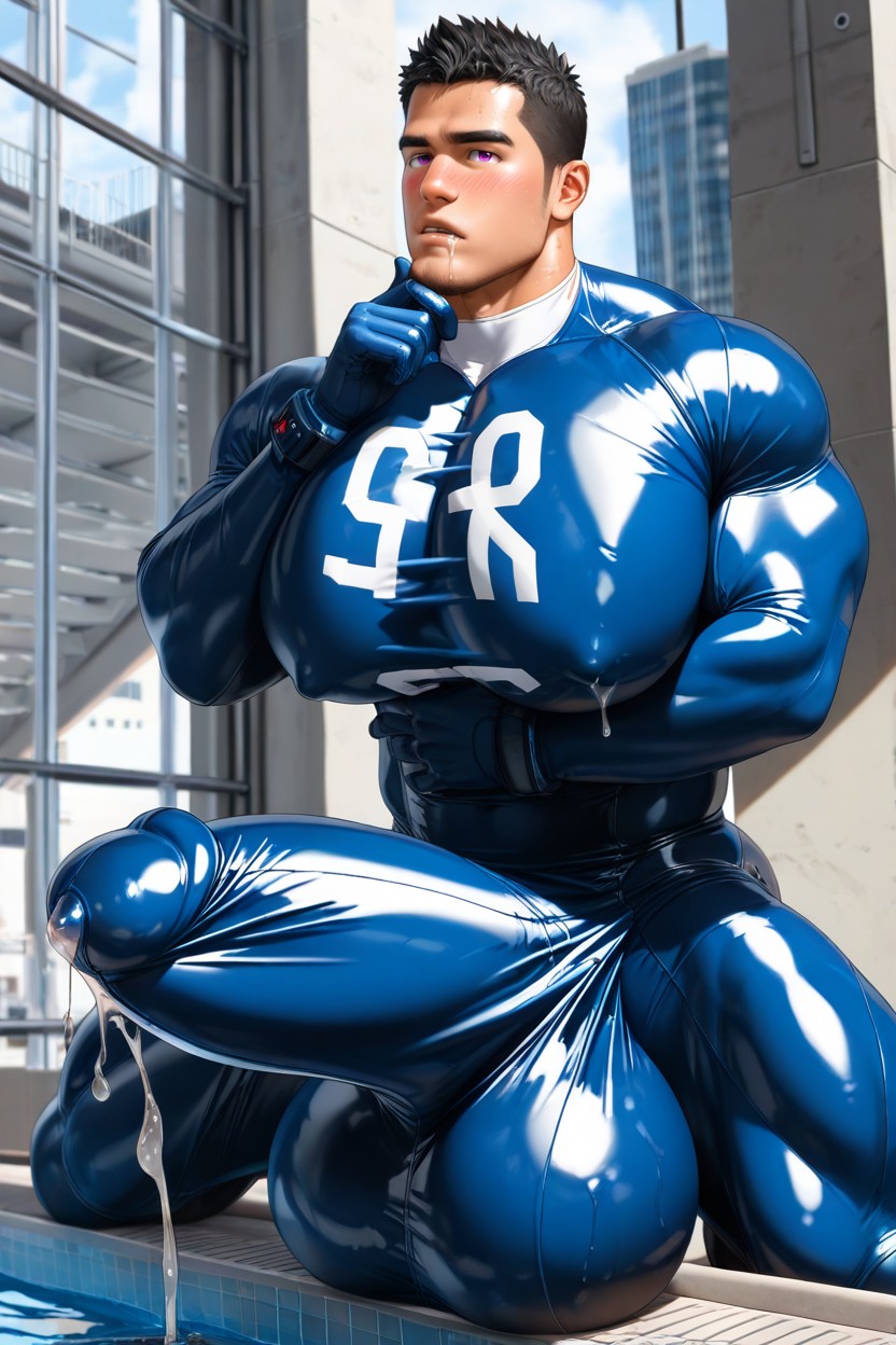 Drooling, Fully Upright Upward Boner, Male Only ゲイAIポルノ