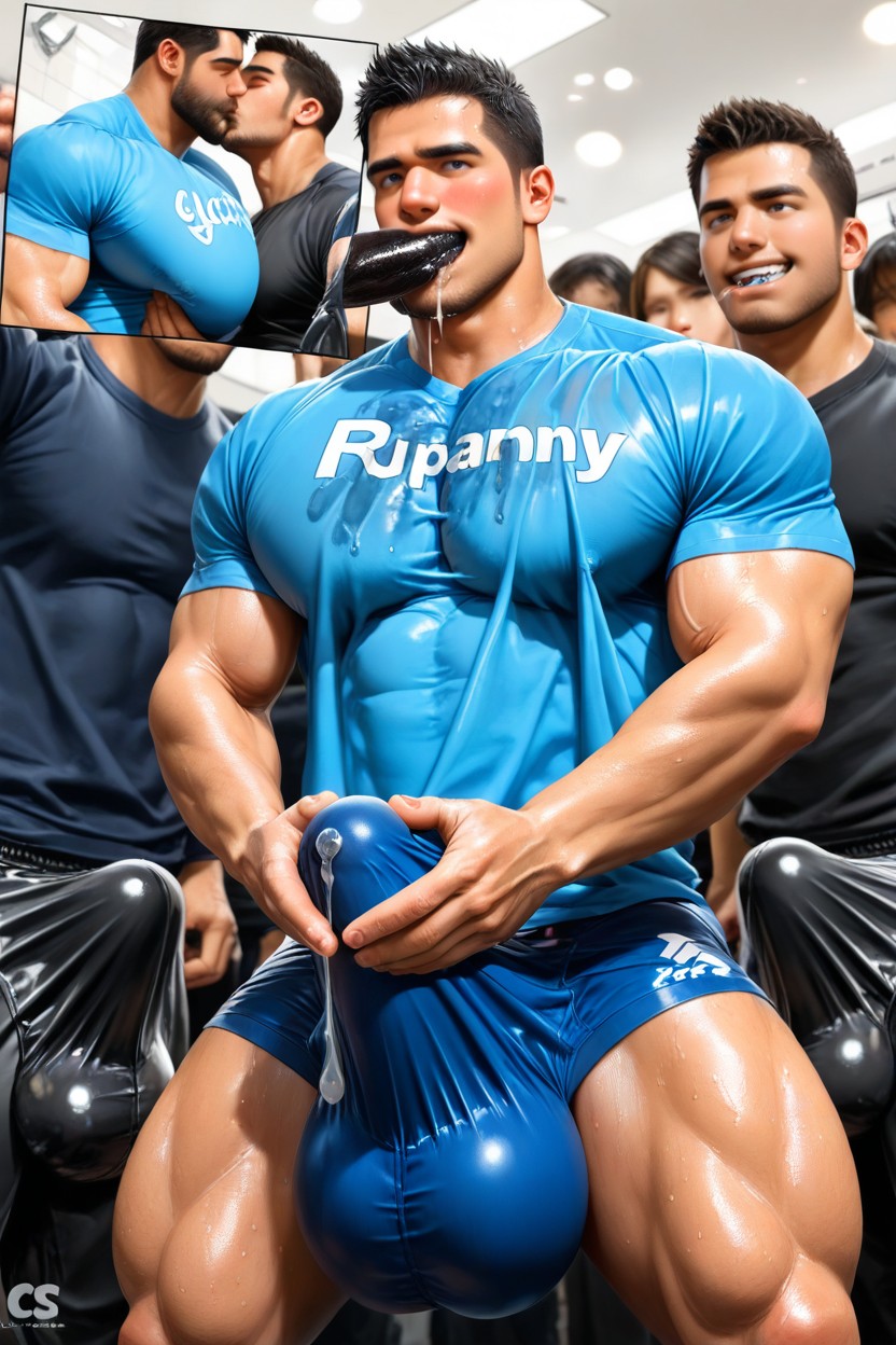 Hands Holding Balls, Cock Outline In Shirt, Shirt Fully Covers Hyper Erection AI同性恋黄片