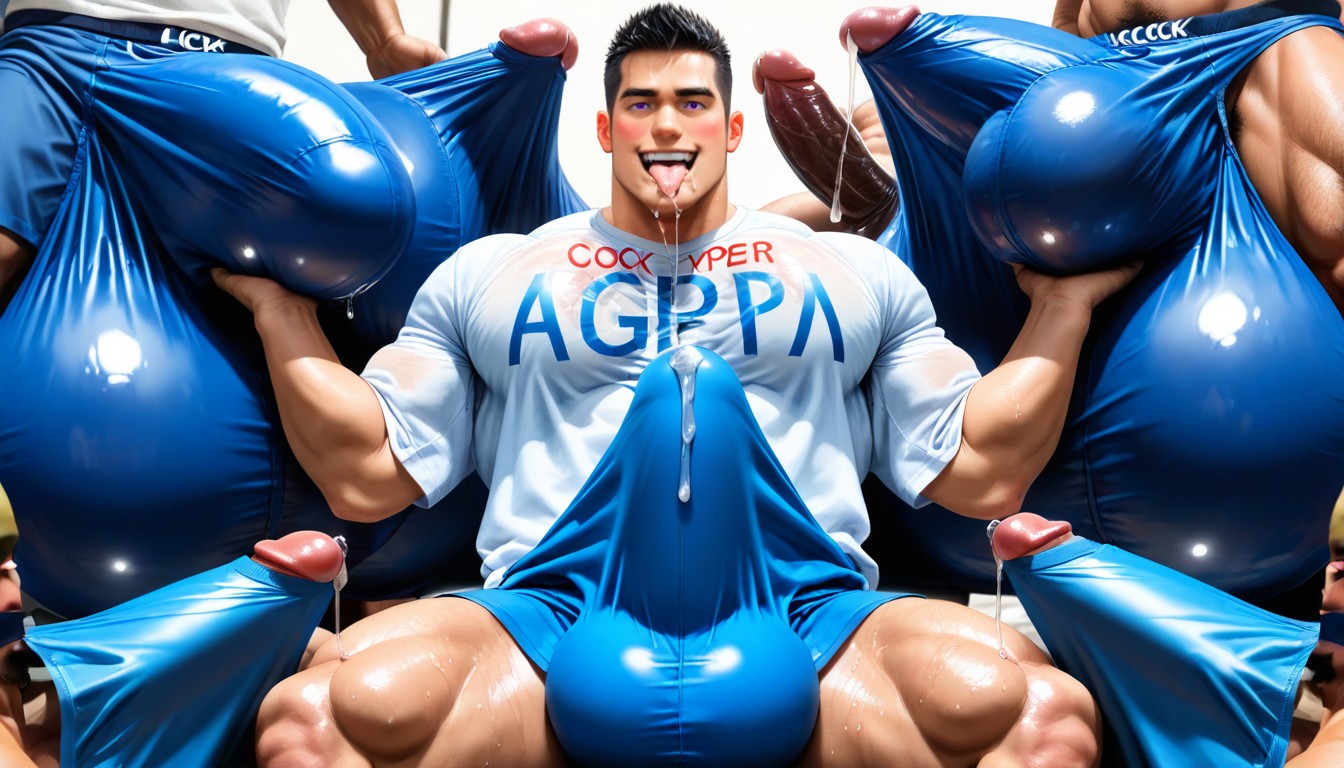 Sweaty, Keishin Kondou Bara Style, Cock Bulge Between Pecs ゲイAIポルノ