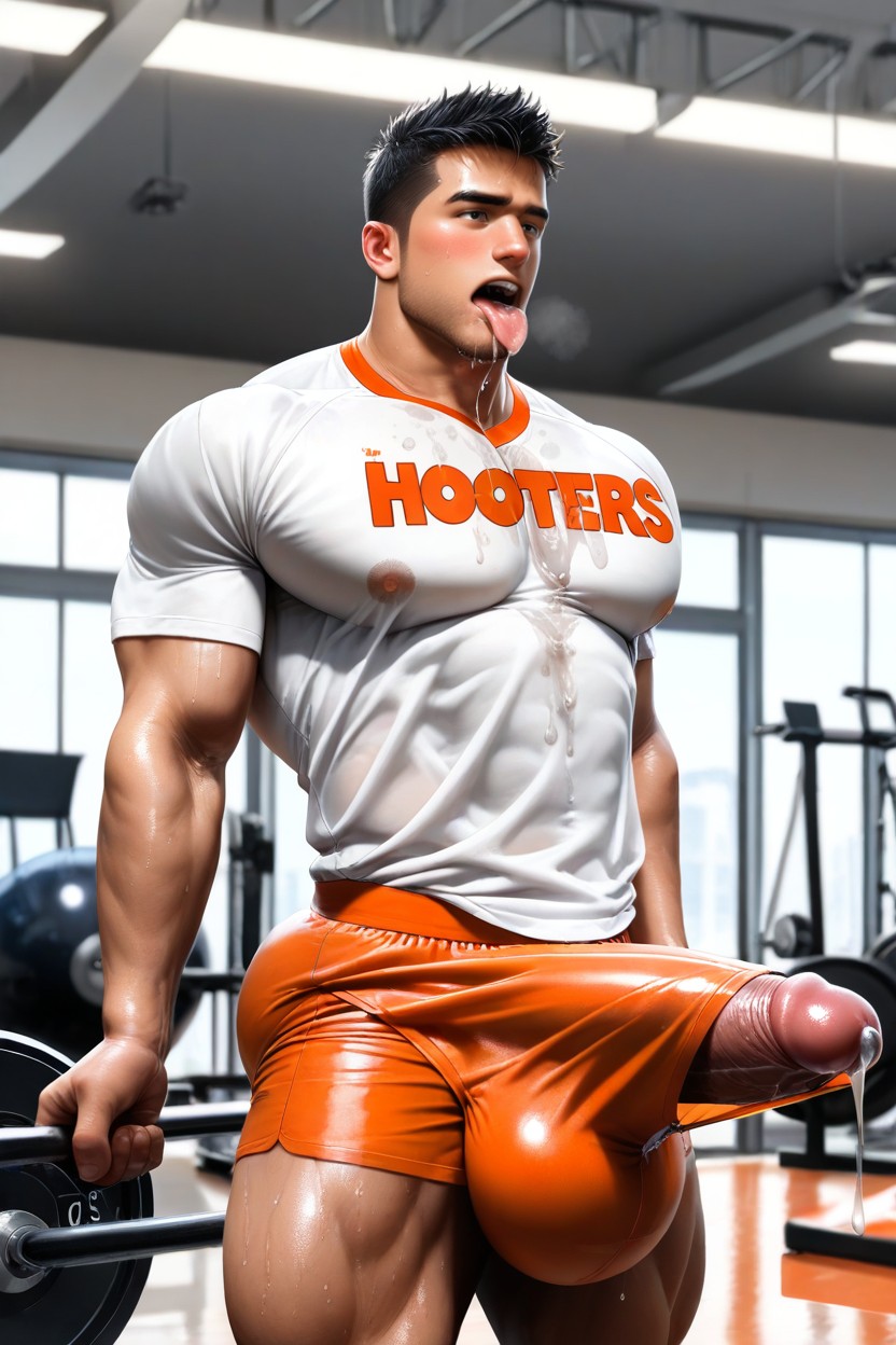 Upwards Cock Outline In Shirt Pressed Against Body, Correct Anatomy, Gigantic Thick And Long Bulge Porno gay IA
