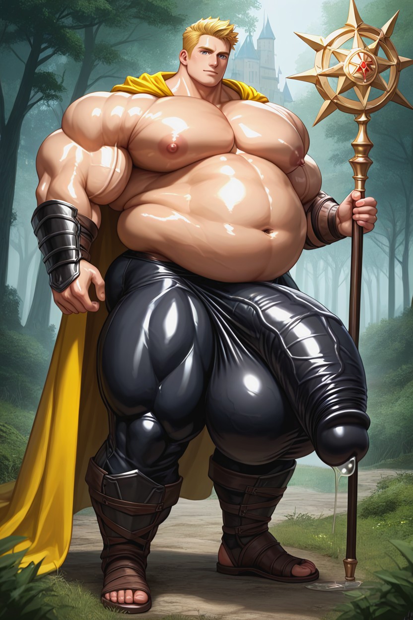 Gigantic Puffy Nipples, Semirealistic Render, Oiled Skin AI Gay Porn