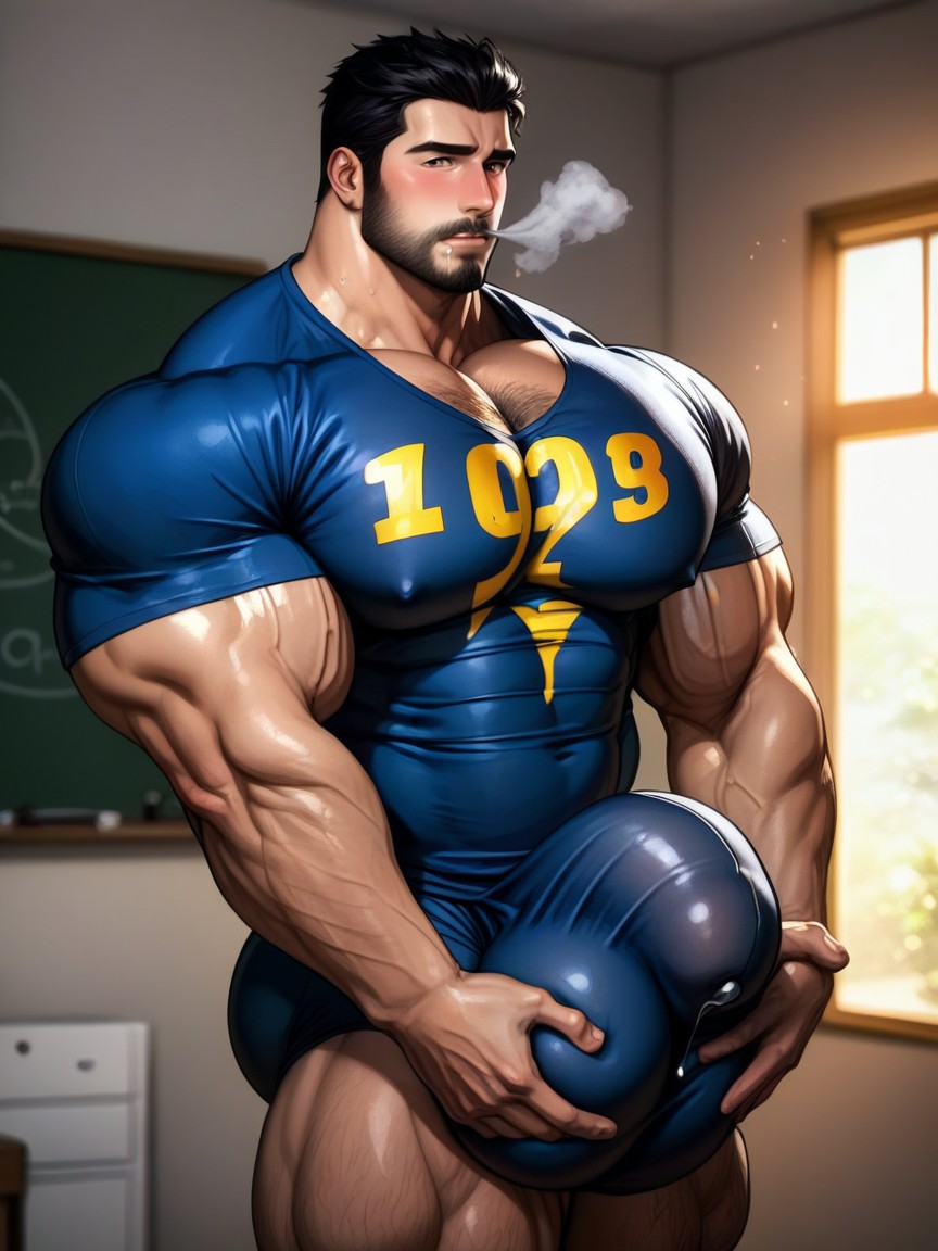 Bara Manga Style, Shirt Fully Covers Hyper Erection, Solo ゲイAIポルノ