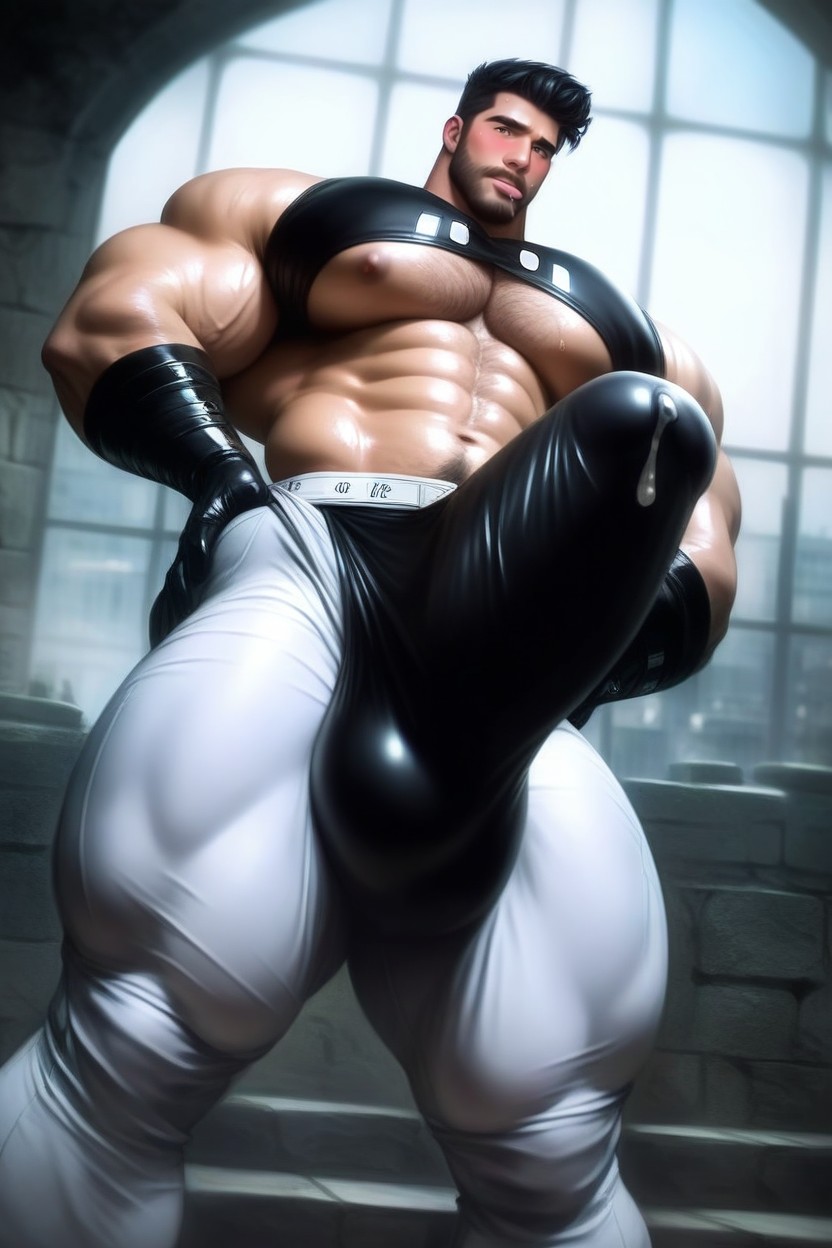 Angular Features, Fully Upright Erection On His Chest, 乳膠手套 AI同性戀黃片