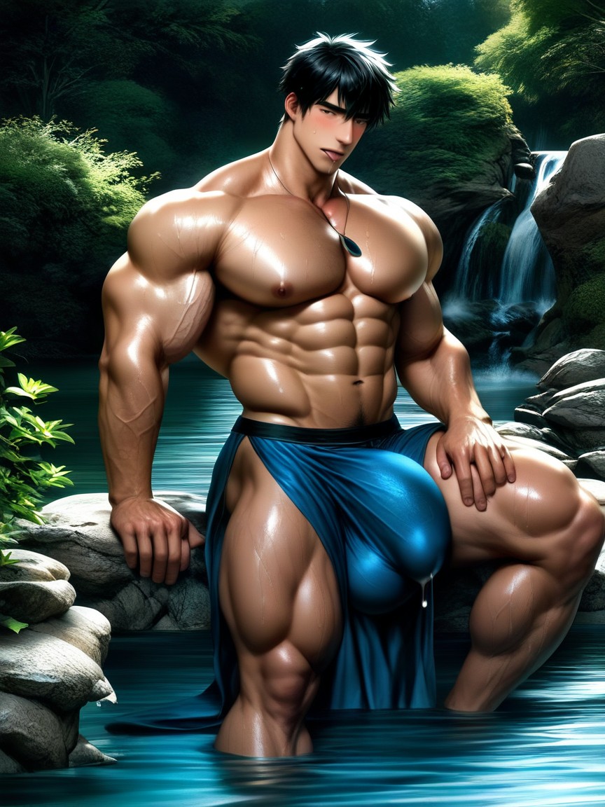 Korean, Muscular, Sweaty AI Gay Porn