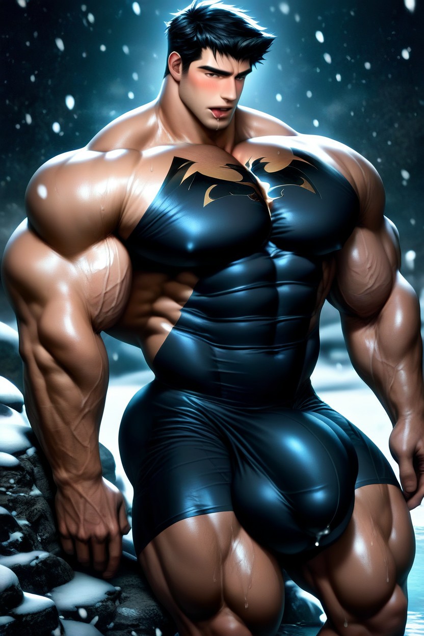Tip Of Bulge Near Chin, Cock Outline On Chest, 18+ ゲイAIポルノ