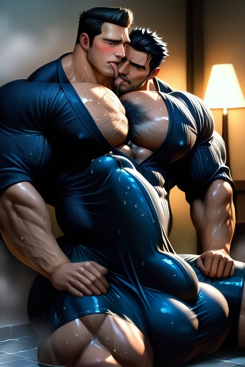 Licks Own Cock Tip, Embarassed, Selfsuck Pornografia gay com IA